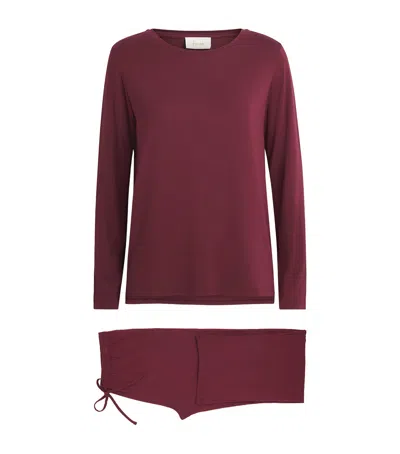Harrods Jersey Pyjama Set In Burgundy