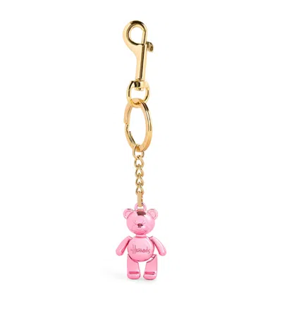 Harrods Jointed Bear Keyring In Pink