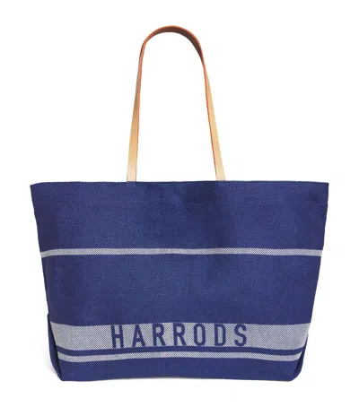 Harrods Jute Stripe Shopper Bag In Blue
