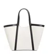 Harrods Large Canvas-leather Embossed Tote Bag In Ivory