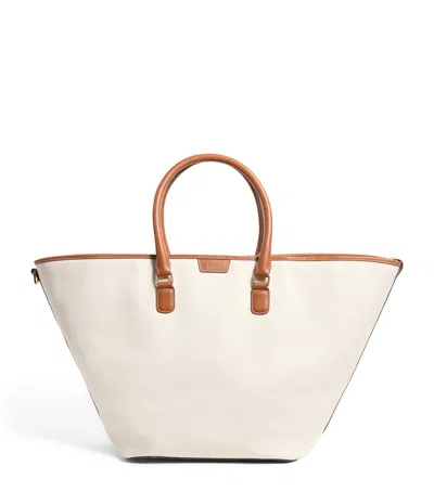 Harrods Large Canvas Slouchy Tote Bag In Ivory