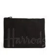 Harrods Large Cotton Logo Pouch In Black