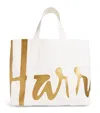 Harrods Large Cotton Logo Tote Bag In Ivory