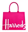 Harrods Large Cotton Logo Tote Bag In Pink