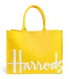 Harrods Large Cotton Logo Tote Bag In Yellow