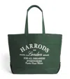 Harrods Large Embroidered Logo Tote Bag In Green