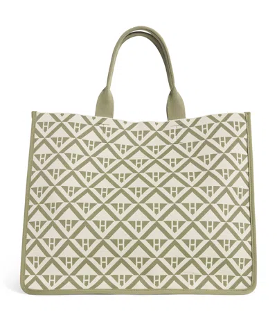 Harrods Large Geometric Tote Bag In Green
