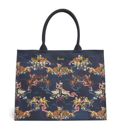 Harrods Large Great British Tote Bag In Blue