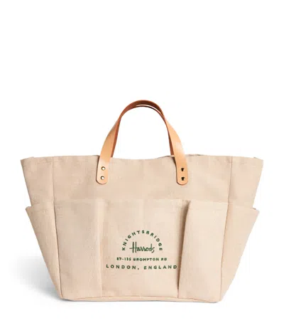 Harrods Large Jute Garden Tote Bag In Neutral