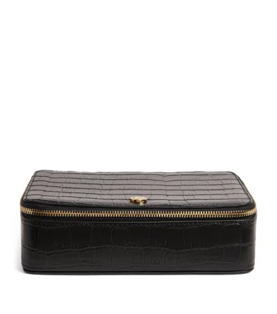 Harrods Large Leather Trinket Box In Black