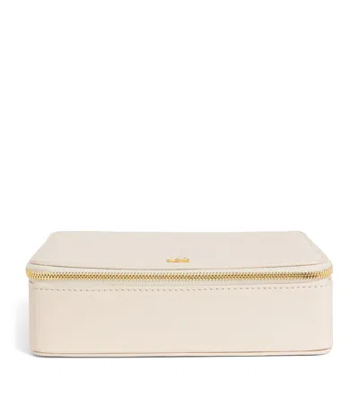 Harrods Large Pebbled Leather Trinket Box In Beige