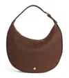 Harrods Large Suede Crescent Shoulder Bag