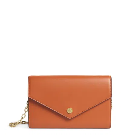 Harrods Leather Chain Wallet In Brown