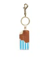 Harrods Leather Choc Ice Keyring In Blue
