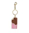 Harrods Leather Choc Ice Keyring In Pink