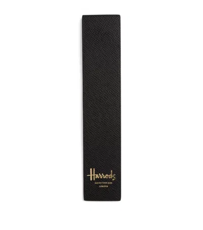 Harrods Leather Embossed-logo Bookmark In Black