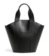 Harrods Leather Grab Tote Bag In Black
