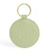 Harrods Leather Logo Circle Keyring In Green