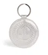 Harrods Leather Metallic Circle Keyring In Silver