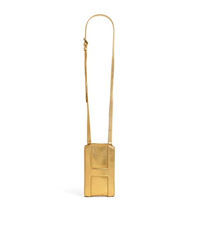 Harrods Leather Metallic Phone Pouch