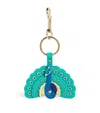 Harrods Leather Peacock Keyring