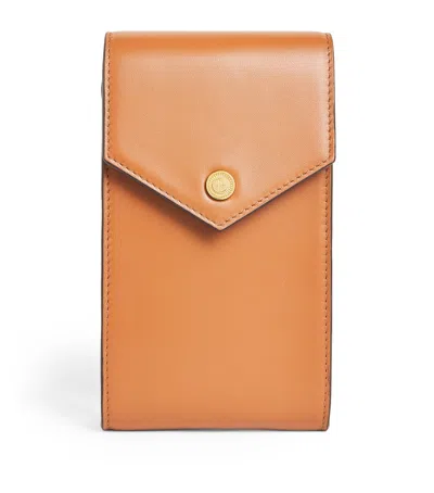 Harrods Leather Phone Pouch Cross-body Bag In Beige
