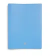 Harrods Leather Refillable Sleeve And Notepad In Blue