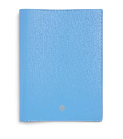 Harrods Leather Refillable Sleeve And Notepad In Blue
