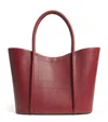 Harrods Leather Rope Tote Bag In Burgundy