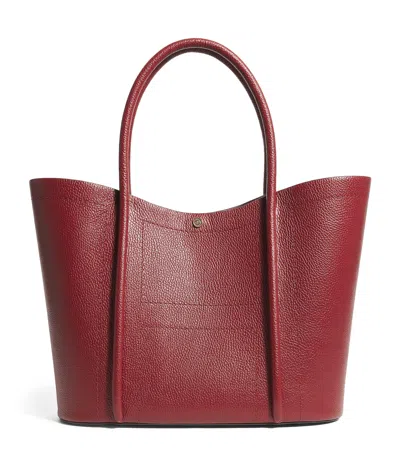 Harrods Leather Rope Tote Bag In Burgundy