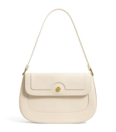 Harrods Leather Shoulder Bag In Beige