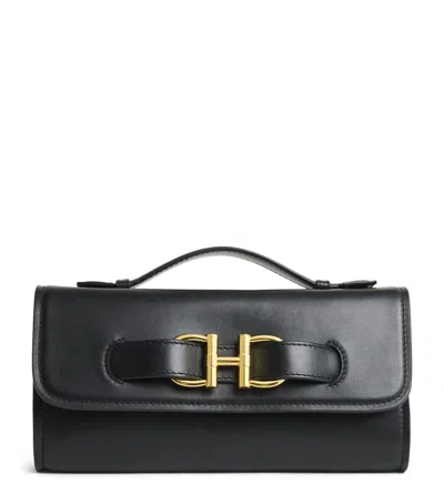 Harrods Leather Snaffle East West Purse In Black