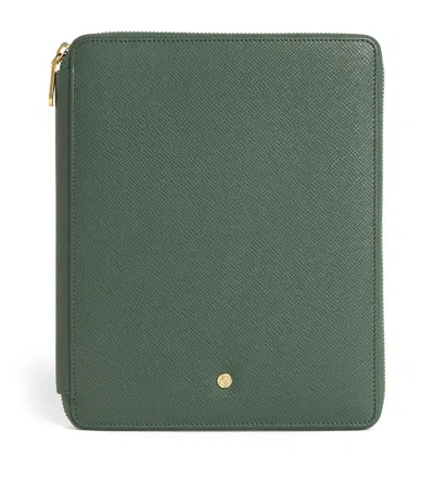 Harrods Leather Writing Folder In Green