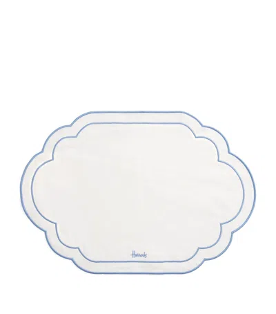 Harrods Linen Embroidered Placemat In Blue
