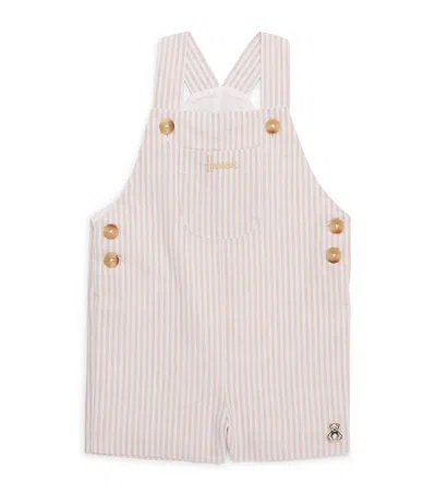 Harrods Kids'  Linen-cotton Stripe Dungarees In Pink