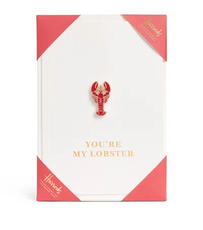 Harrods Lobster Pin Badge Card In Gold