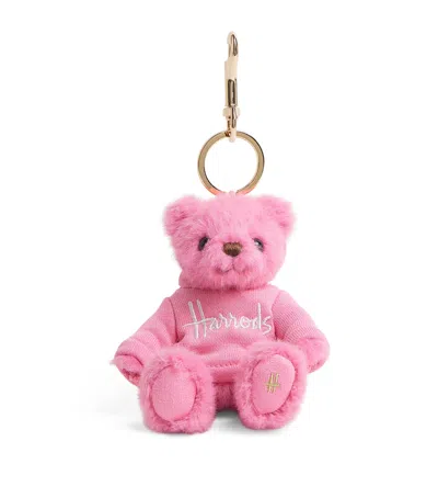 Harrods Logo Bear Keyring In Pink