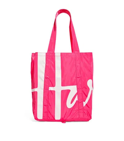 Harrods Logo Pocket Shopper Bag In Pink