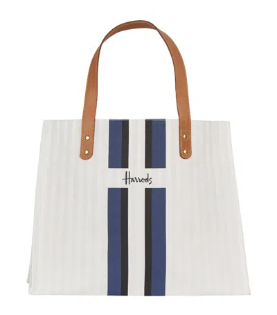 Harrods Logo Stripe Shopper Bag In White