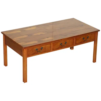 Pre-owned Harrods Lovely  London Burr Yew Wood Coffee Table Lovely Vintage Detailing In Brown
