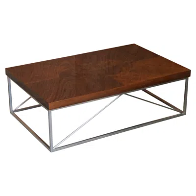 Pre-owned Harrods Malerba Made In Italy Burr Walnut & Chrome Designer Coffee Table In Brown