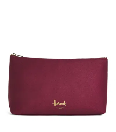 Harrods Medium Cotton Logo Cosmetics Bag In Burgundy