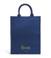 Harrods Medium Cotton Logo Tote Bag In Navy