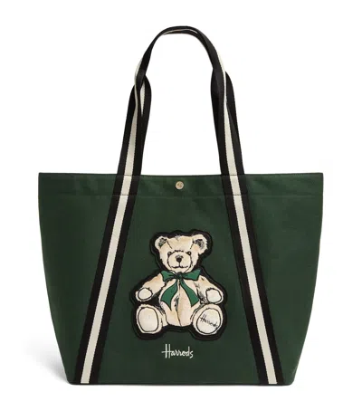 Harrods Medium Henry Bear Tote Bag In Green
