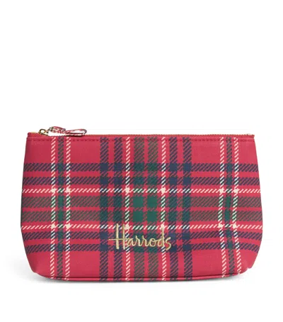 Harrods Medium Tartan Logo Pouch In Red