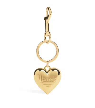 Harrods Metal Heart Keyring In Gold