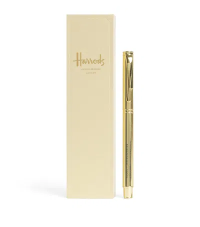 Harrods Metal Logo Ballpoint Pen In Gold