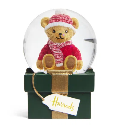 Harrods Mini Christmas Bear Snow Globe In Green
