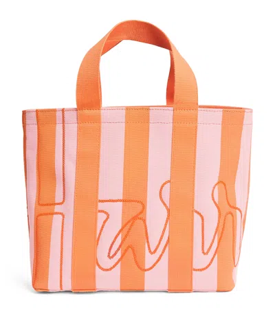 Harrods Mini Cotton Stripe Logo Tote Bag In Pink