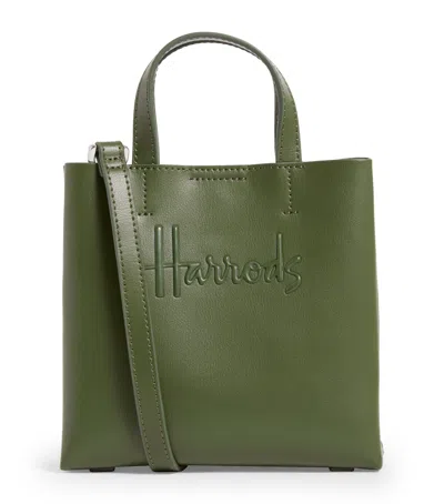 Harrods Mini Leather Kensington Tote Bag In Green